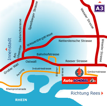 Anfahrt Auto Schöbel - Reeser Strasse